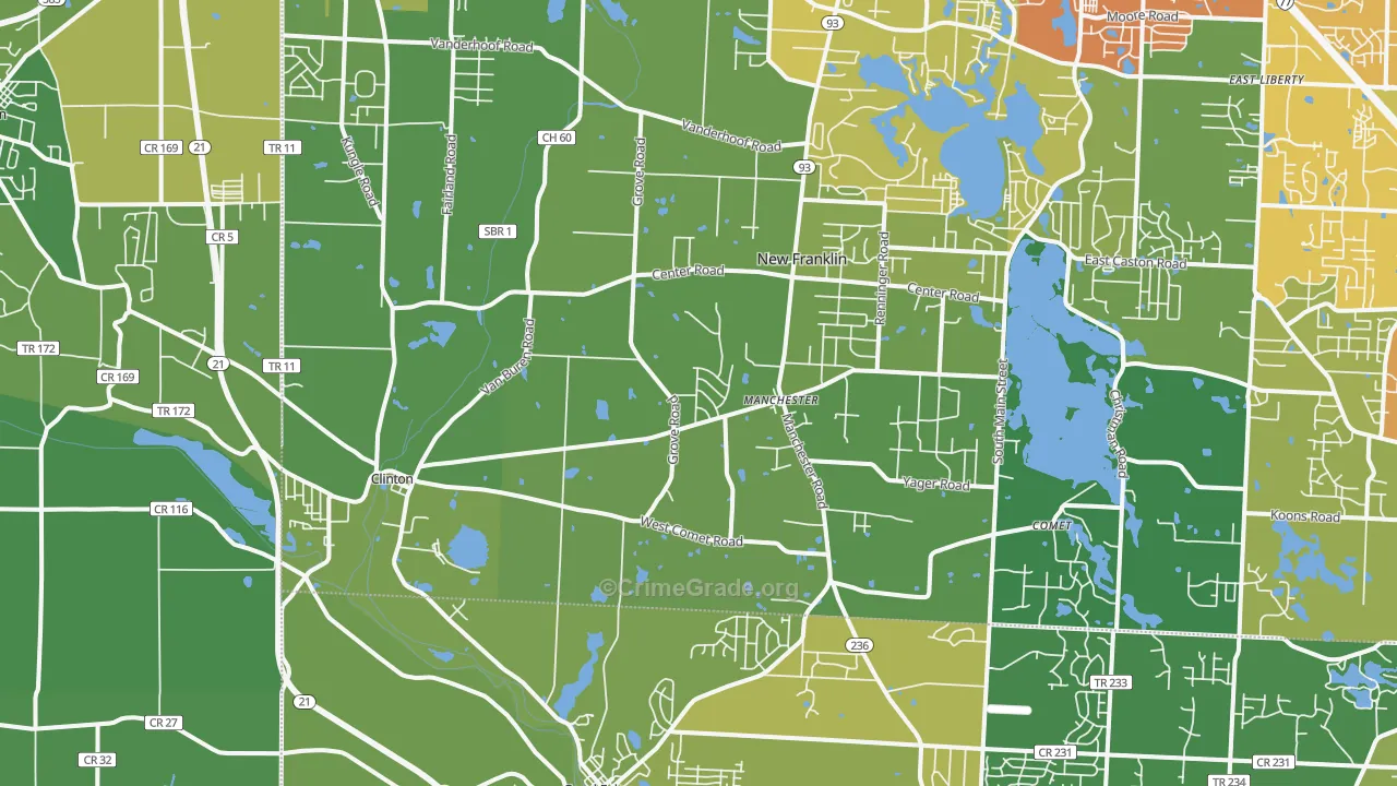 44216, OH Map of Drug-Related Crime Rates