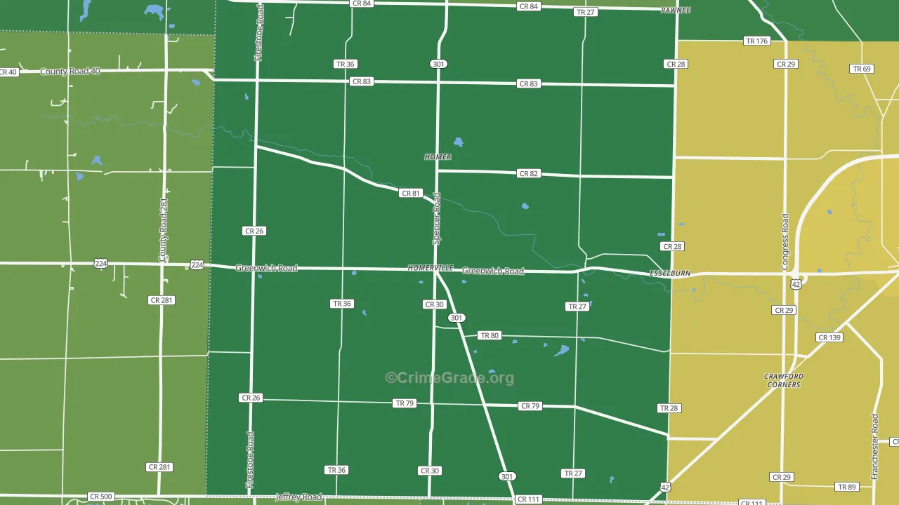 44235, OH Map of Drug-Related Crime Rates