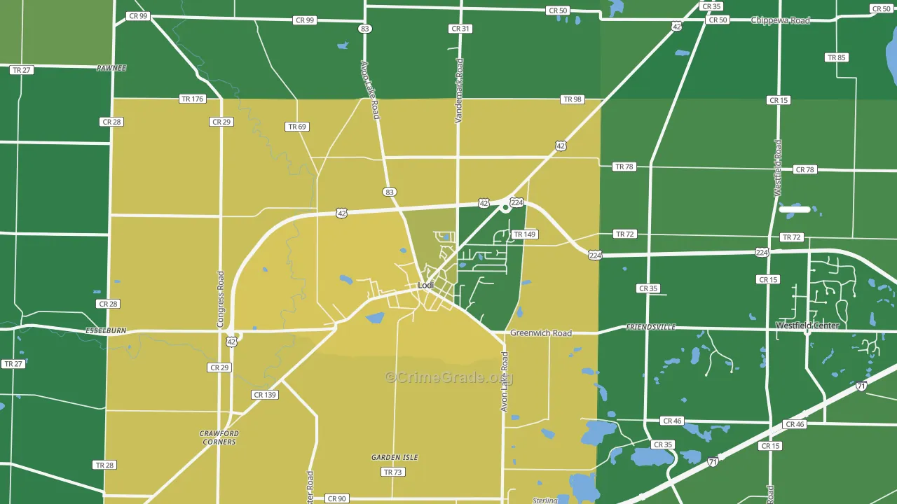 44254, OH Map of Drug-Related Crime Rates