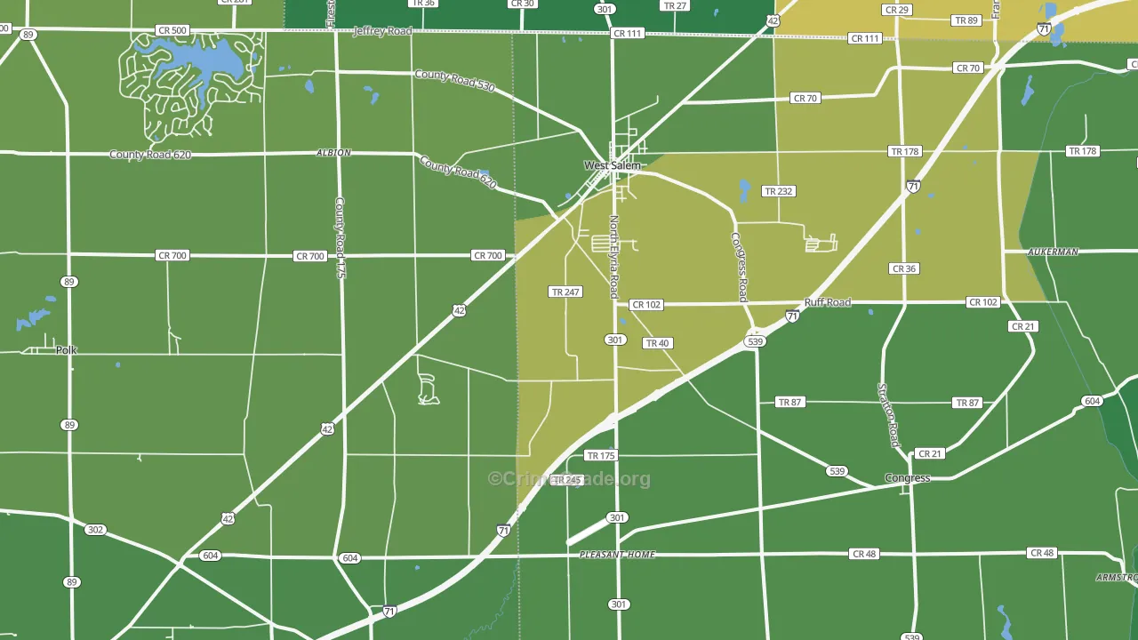 44287, OH Map of Drug-Related Crime Rates