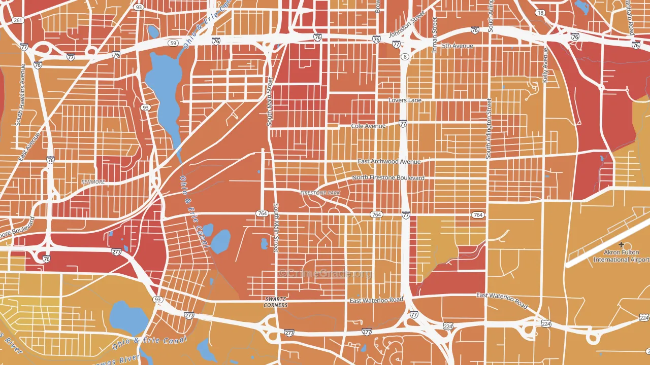 44301, OH Map of Drug-Related Crime Rates