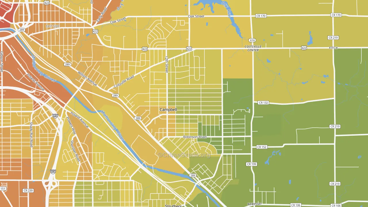 44405, OH Map of Drug-Related Crime Rates