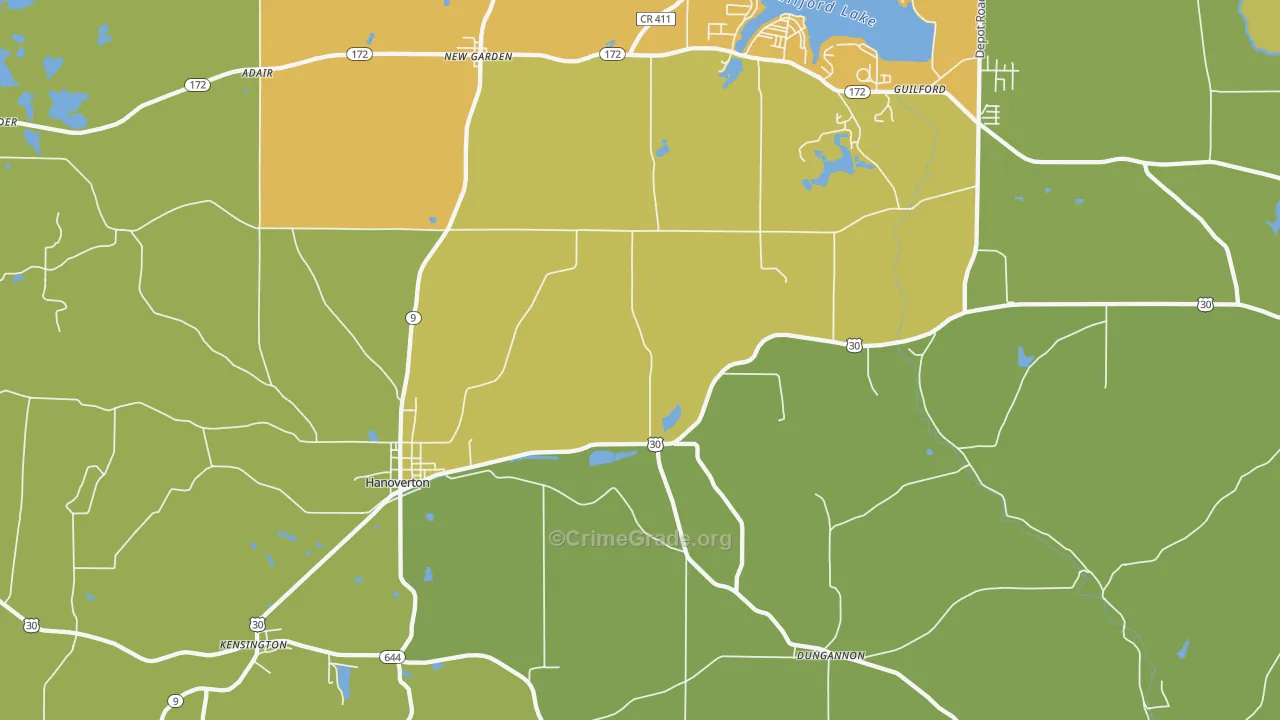 44423, OH Map of Drug-Related Crime Rates