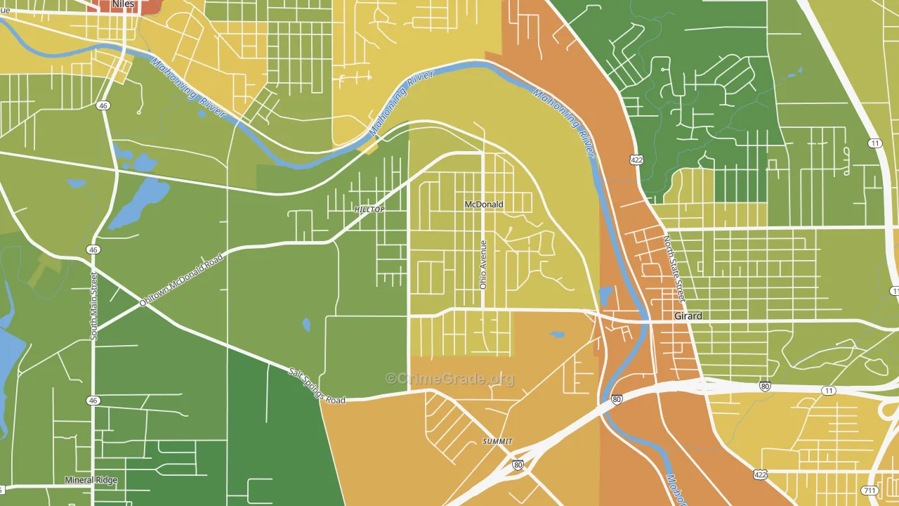 44437, OH Map of Drug-Related Crime Rates