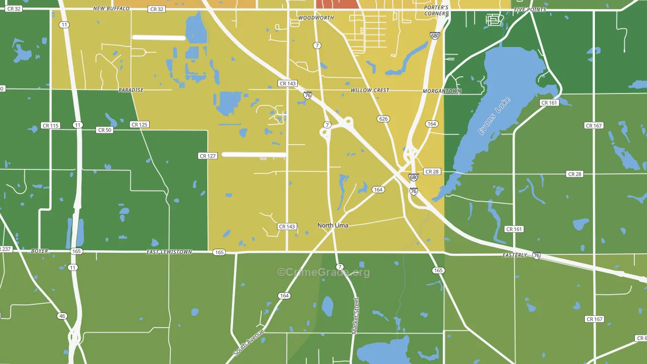 44452, OH Map of Drug-Related Crime Rates