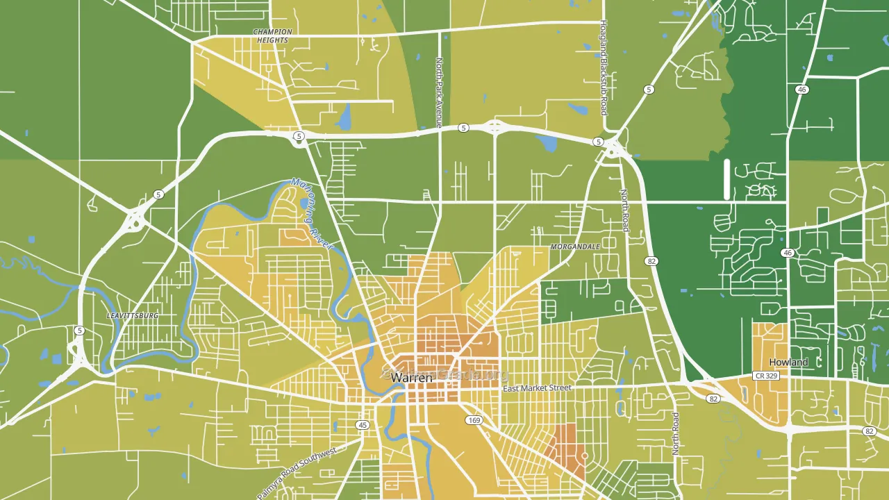 44483, OH Map of Drug-Related Crime Rates