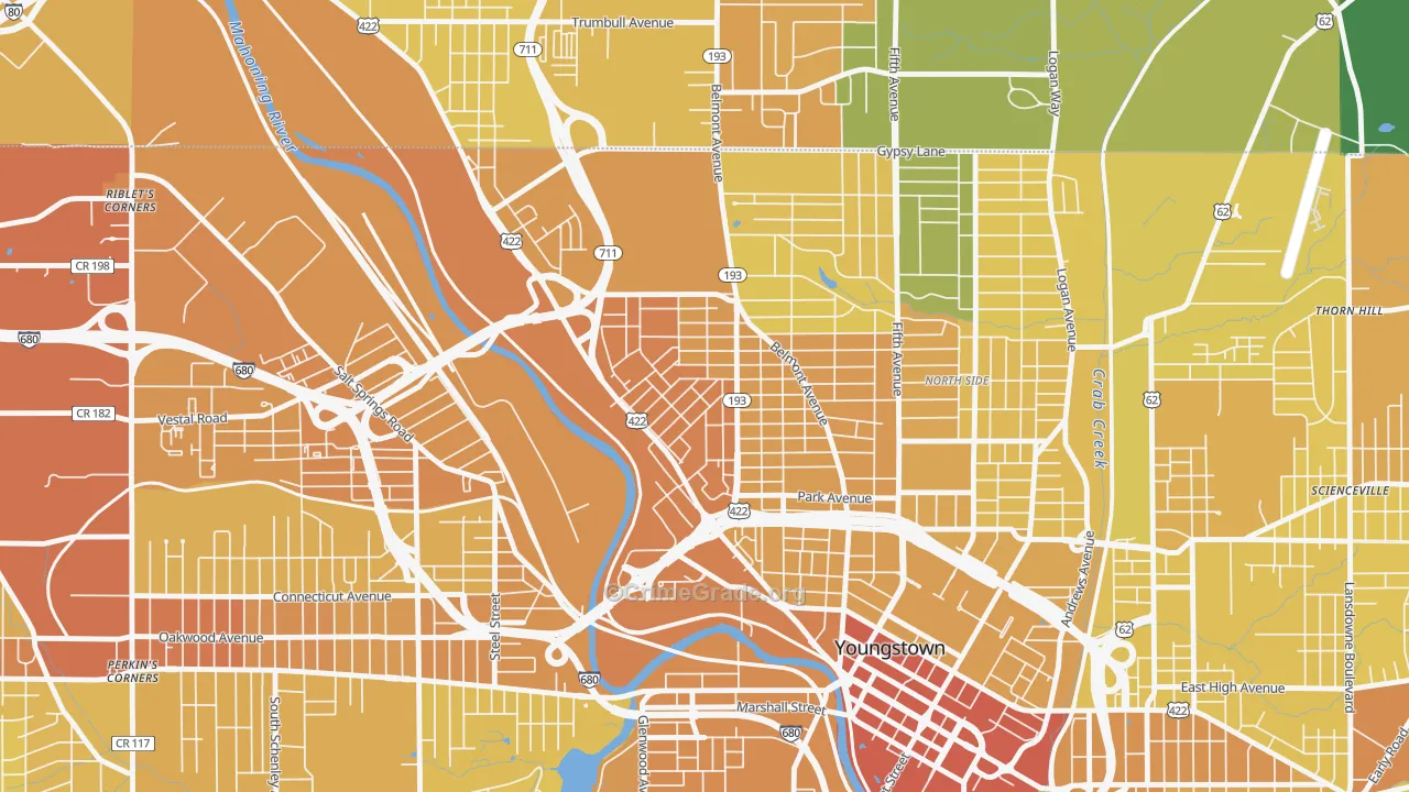 44510, OH Map of Drug-Related Crime Rates