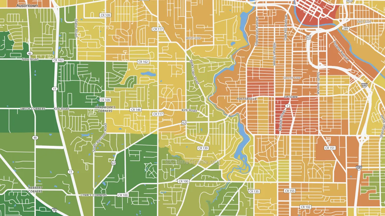 44511, OH Map of Drug-Related Crime Rates