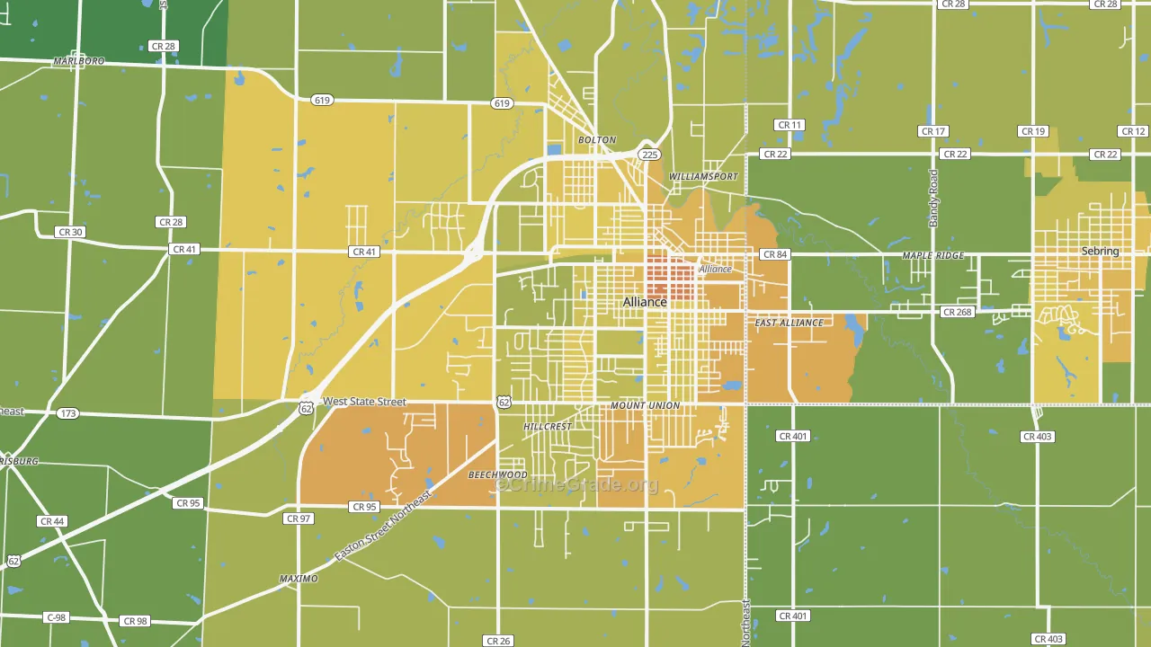 44601, OH Map of Drug-Related Crime Rates
