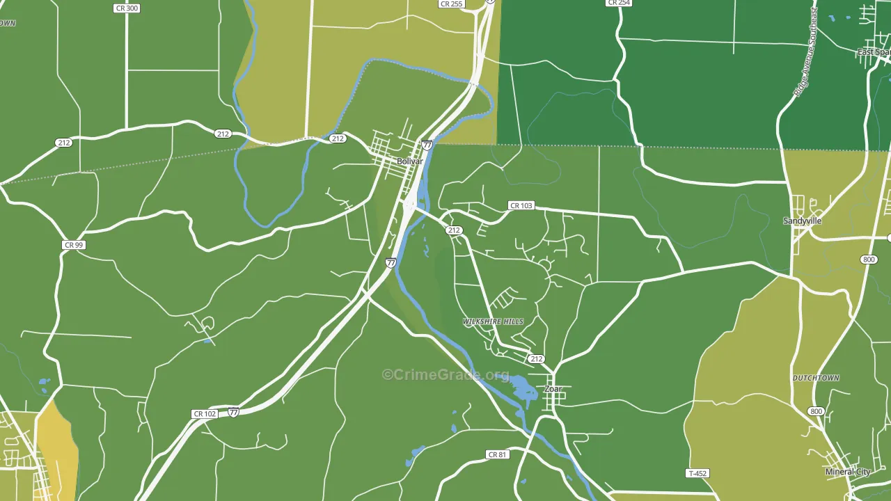 44612, OH Map of Drug-Related Crime Rates