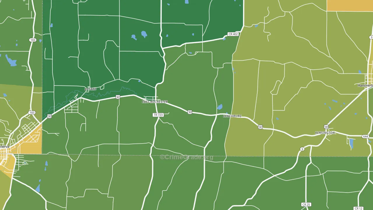 44625, OH Map of Drug-Related Crime Rates