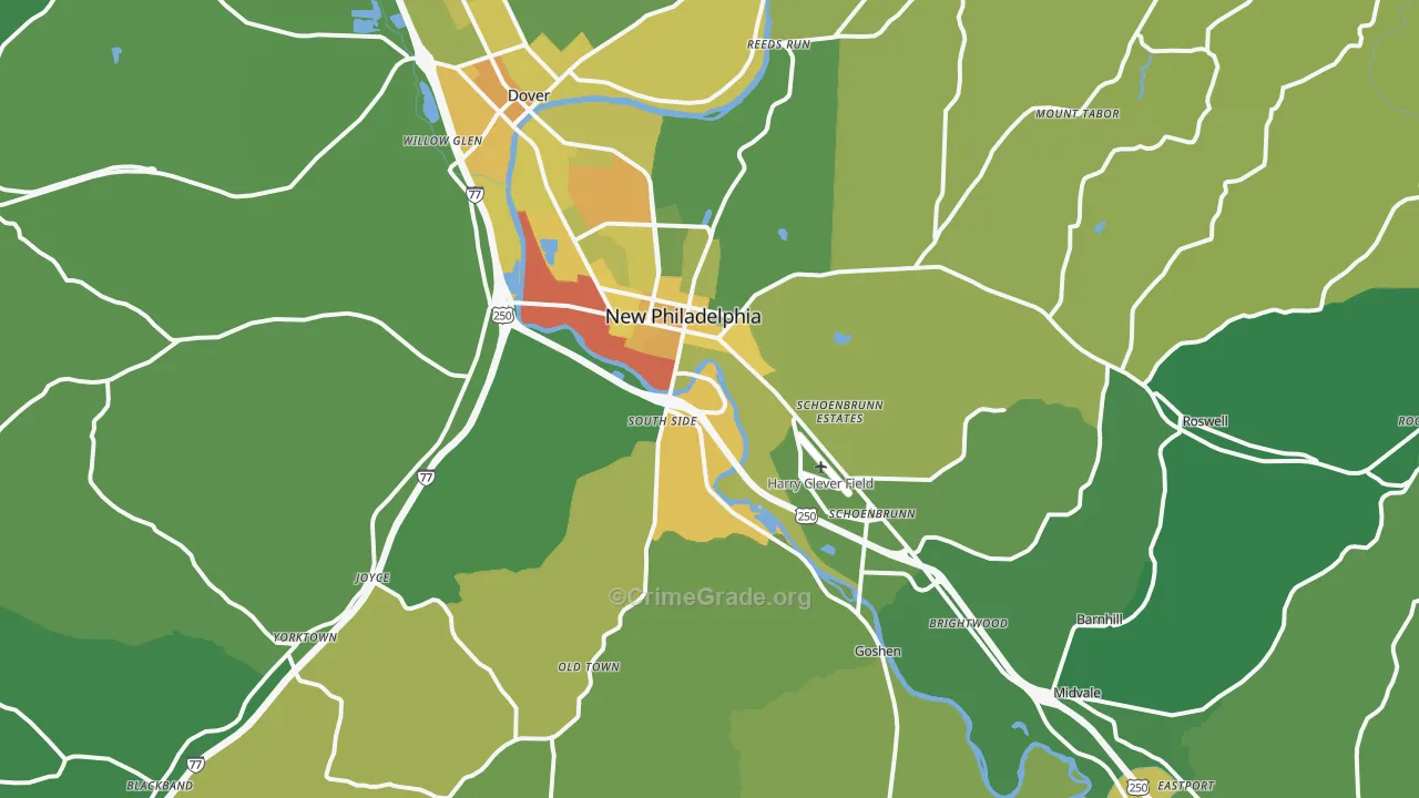 44663, OH Map of Drug-Related Crime Rates