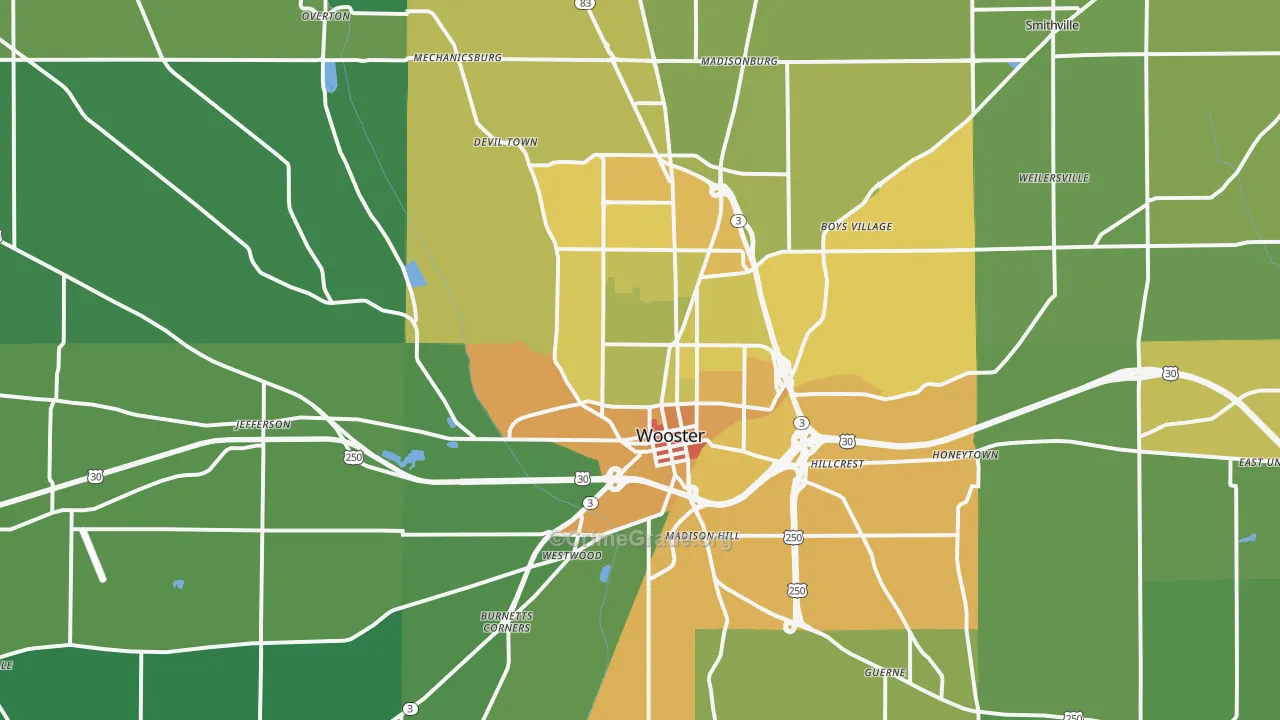 44691, OH Map of Drug-Related Crime Rates