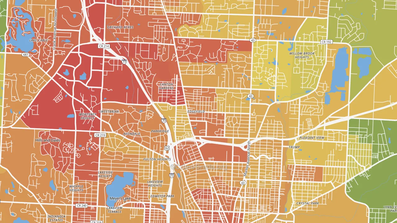 44709, OH Map of Drug-Related Crime Rates