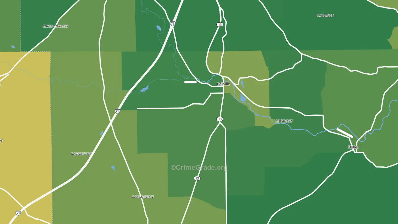 44813, OH Map of Drug-Related Crime Rates