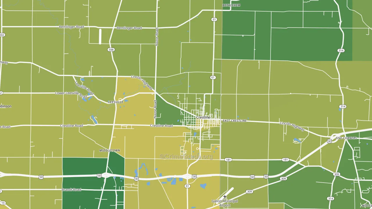 44827, OH Map of Drug-Related Crime Rates