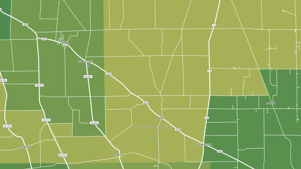 44878, OH Map of Drug-Related Crime Rates