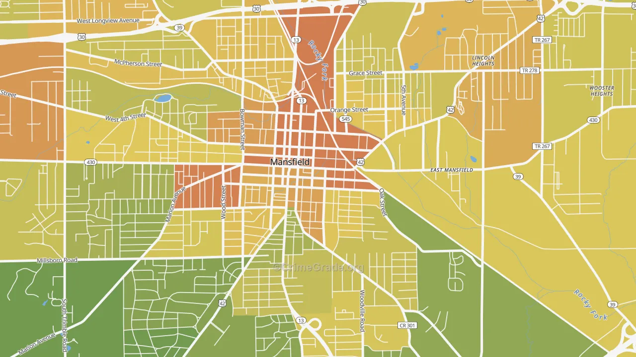 44902, OH Map of Drug-Related Crime Rates