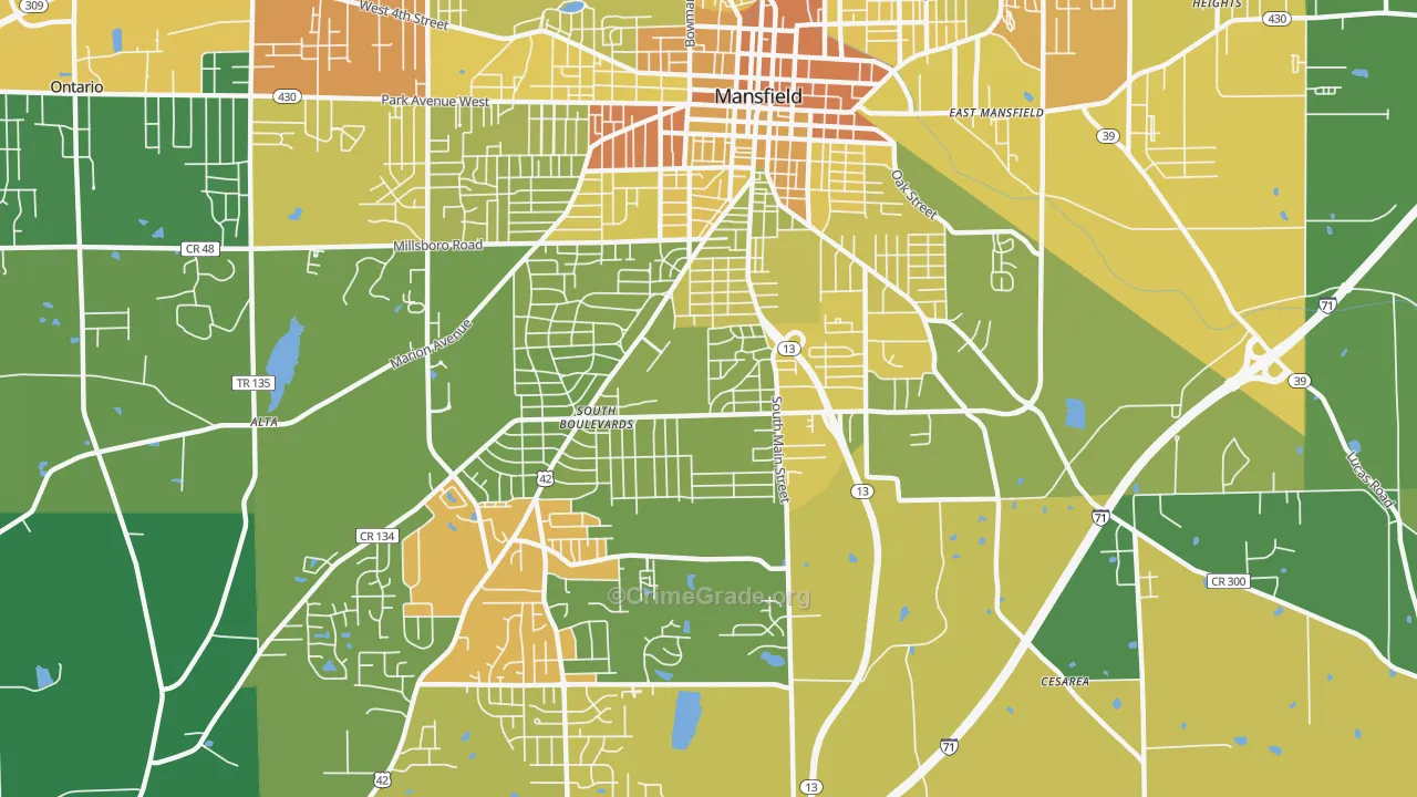 44907, OH Map of Drug-Related Crime Rates