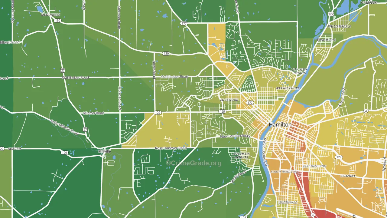 45013, OH Map of Drug-Related Crime Rates