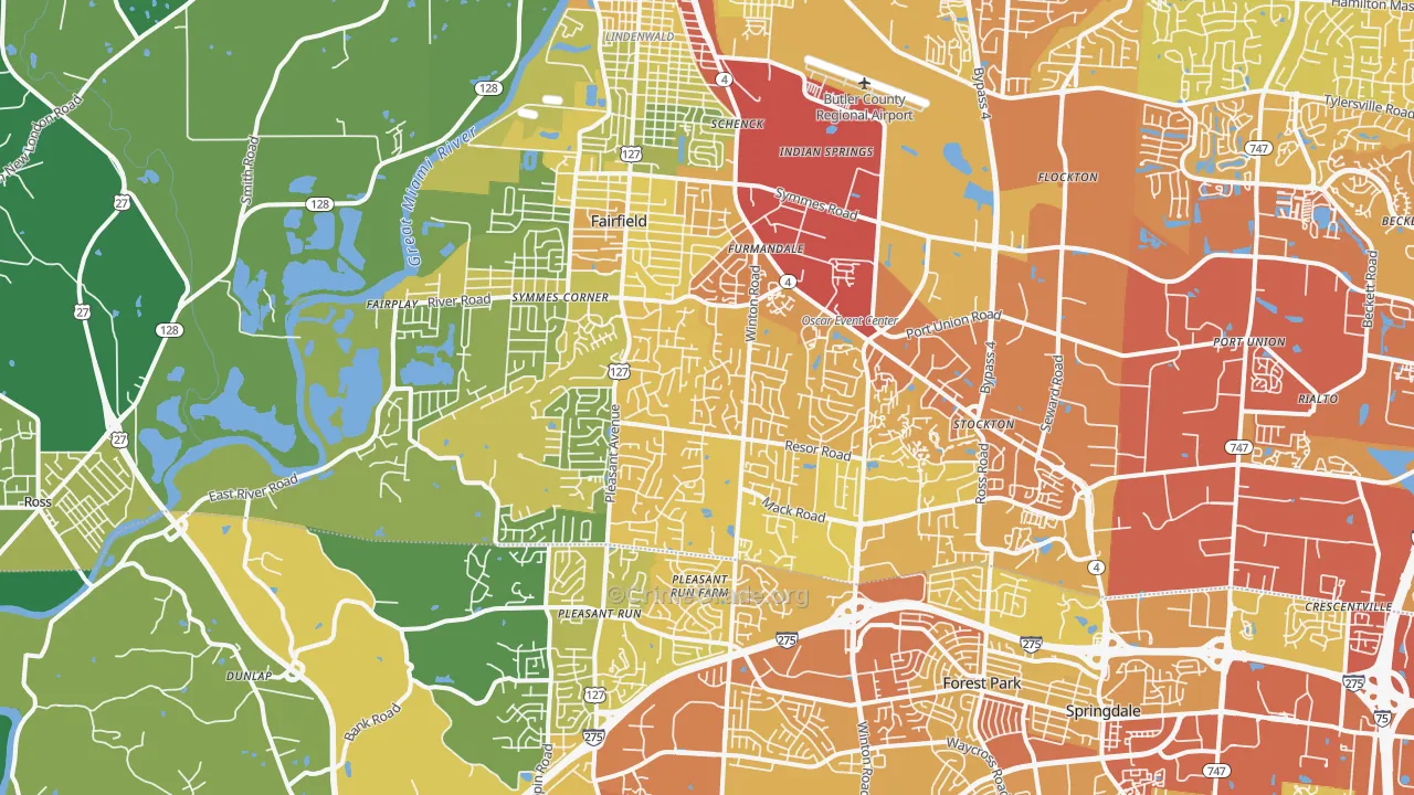 45014, OH Map of Drug-Related Crime Rates
