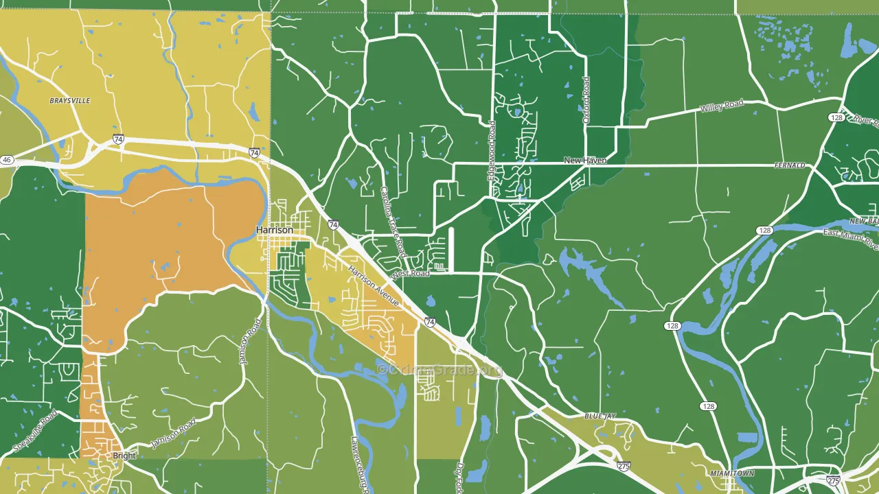 45030, OH Map of Drug-Related Crime Rates