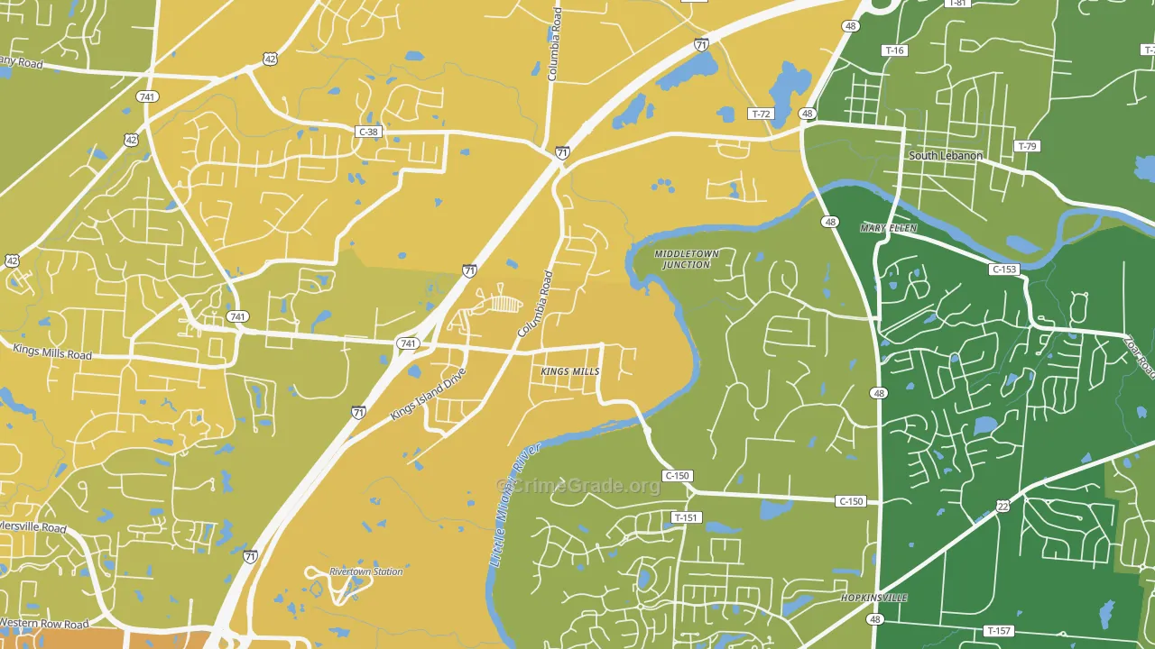 45034, OH Map of Drug-Related Crime Rates