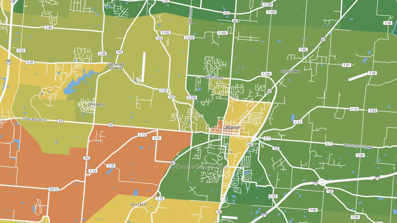 45036, OH Map of Drug-Related Crime Rates