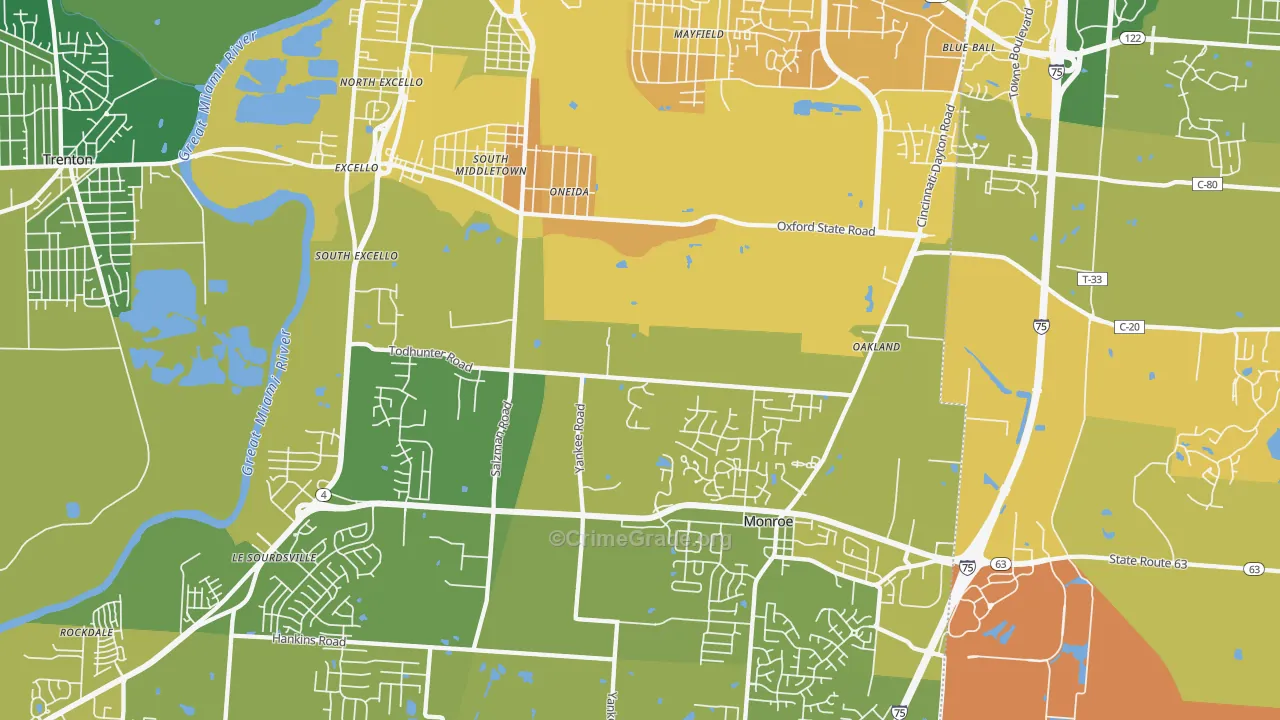 45044, OH Map of Drug-Related Crime Rates