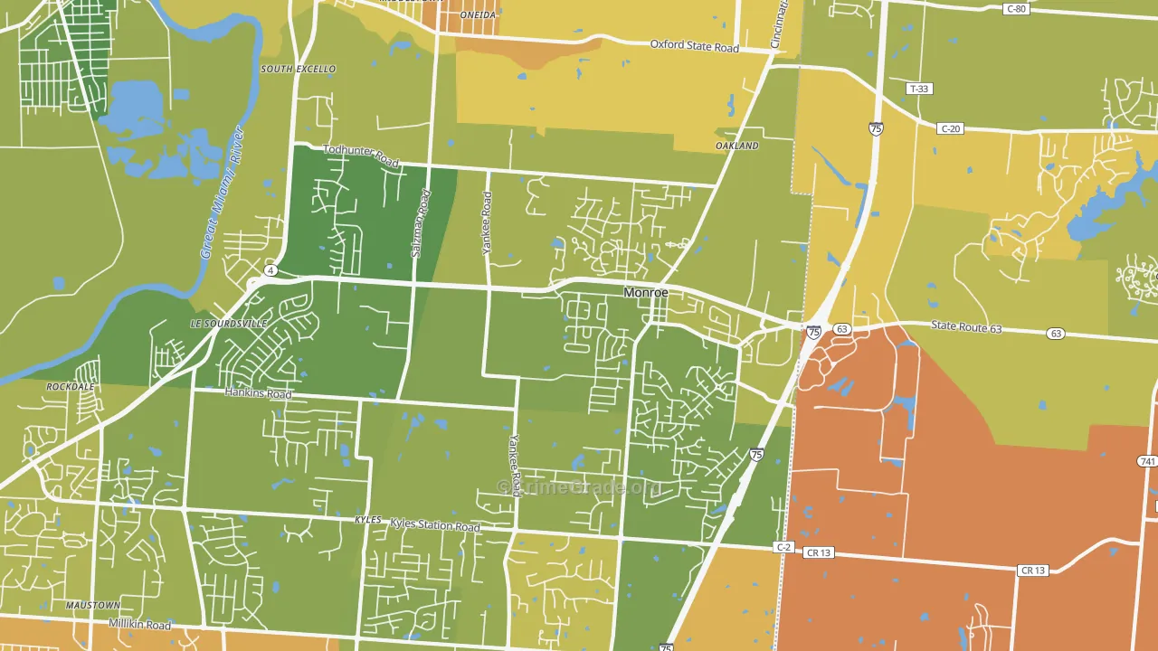 45050, OH Map of Drug-Related Crime Rates