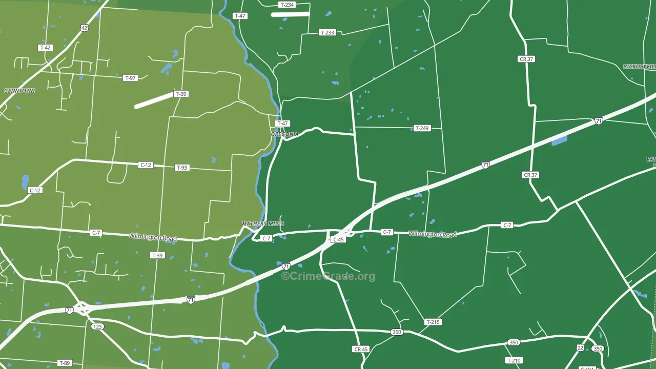 45054, OH Map of Drug-Related Crime Rates