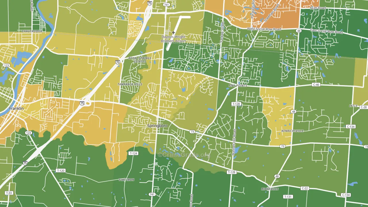 45066, OH Map of Drug-Related Crime Rates