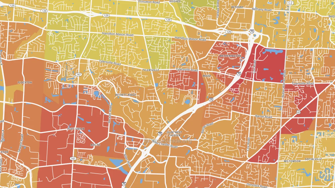 45069, OH Map of Drug-Related Crime Rates