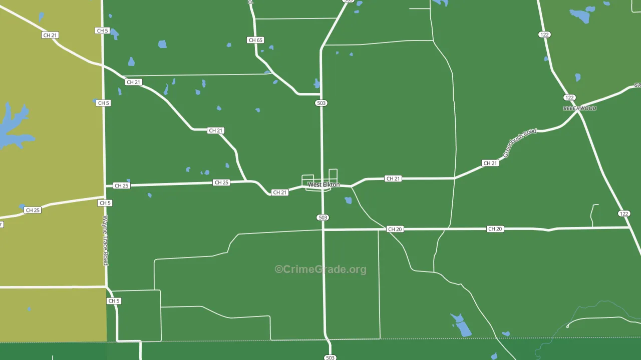 45070, OH Map of Drug-Related Crime Rates