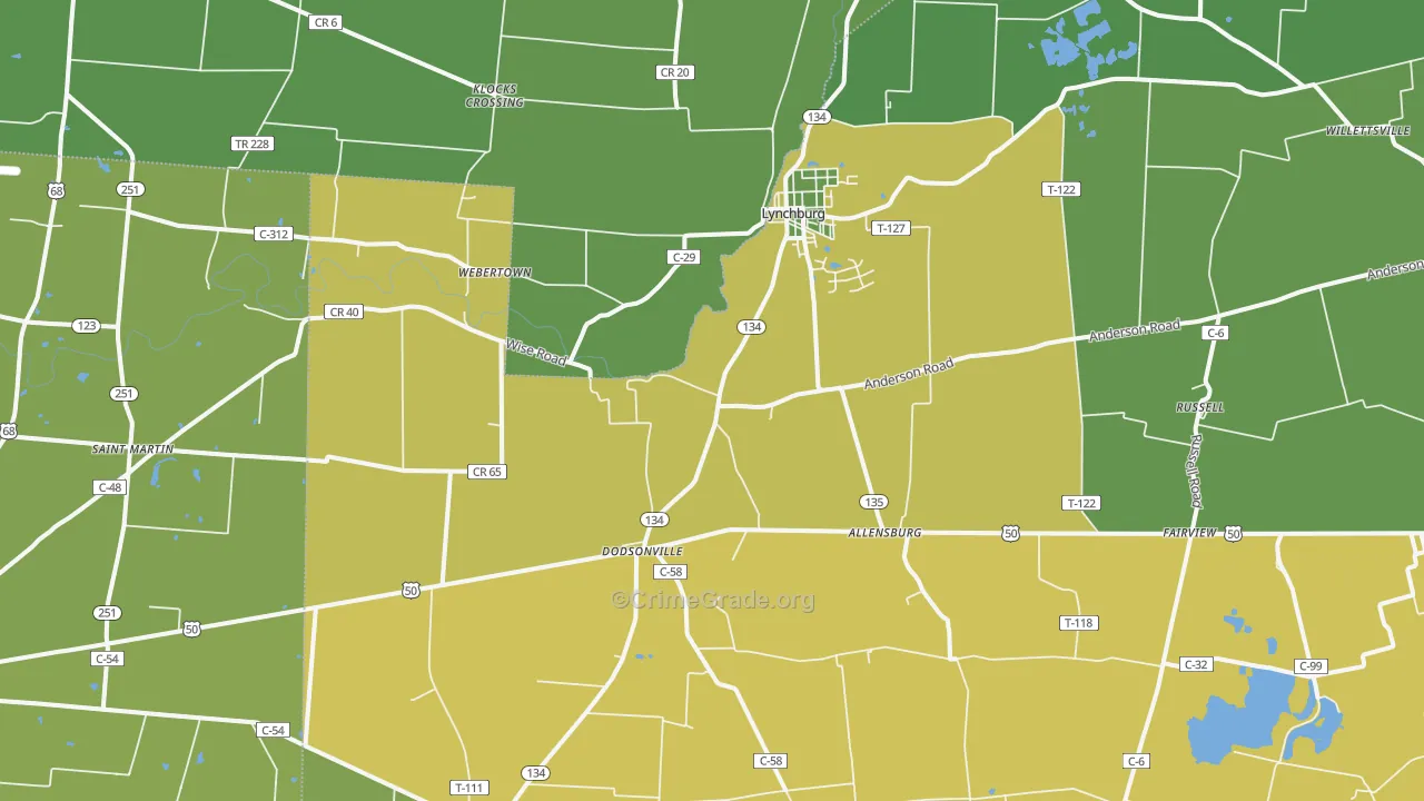45142, OH Map of Drug-Related Crime Rates