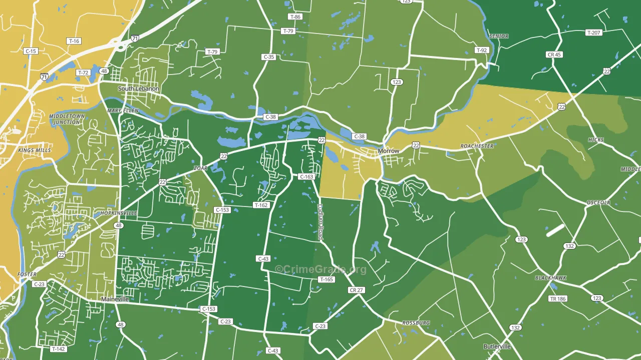 45152, OH Map of Drug-Related Crime Rates
