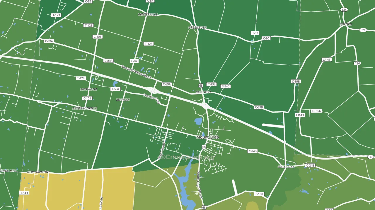 45154, OH Map of Drug-Related Crime Rates