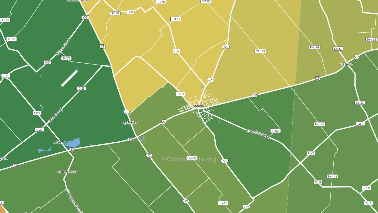 45169, OH Map of Drug-Related Crime Rates
