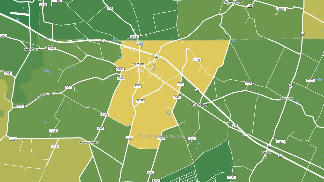 45171, OH Map of Drug-Related Crime Rates