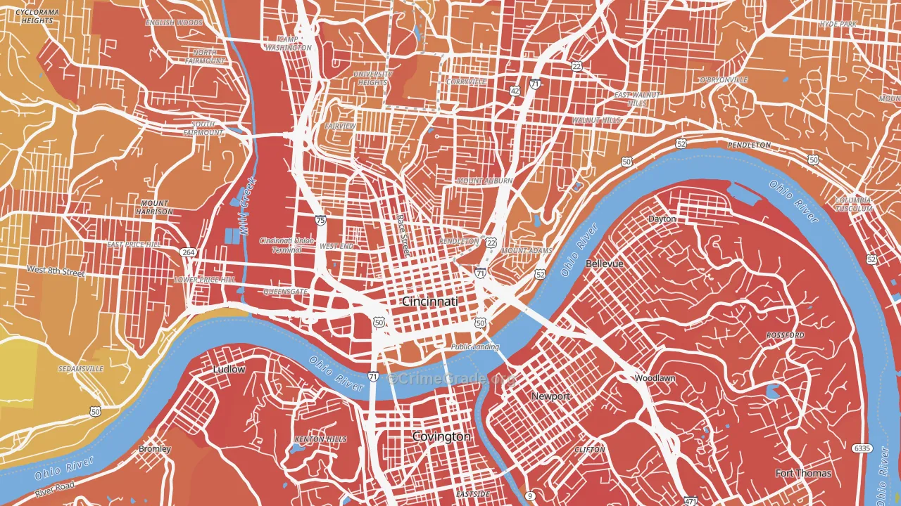 45202, OH Map of Drug-Related Crime Rates