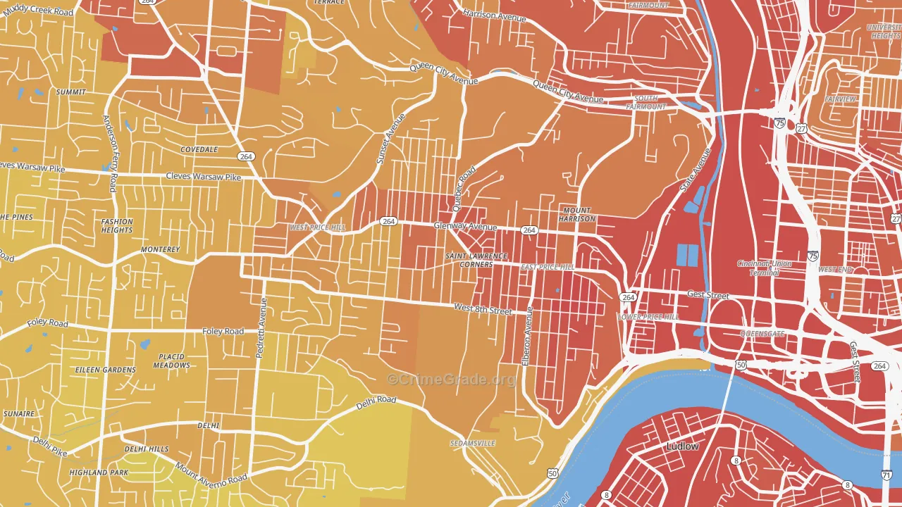 45205, OH Map of Drug-Related Crime Rates