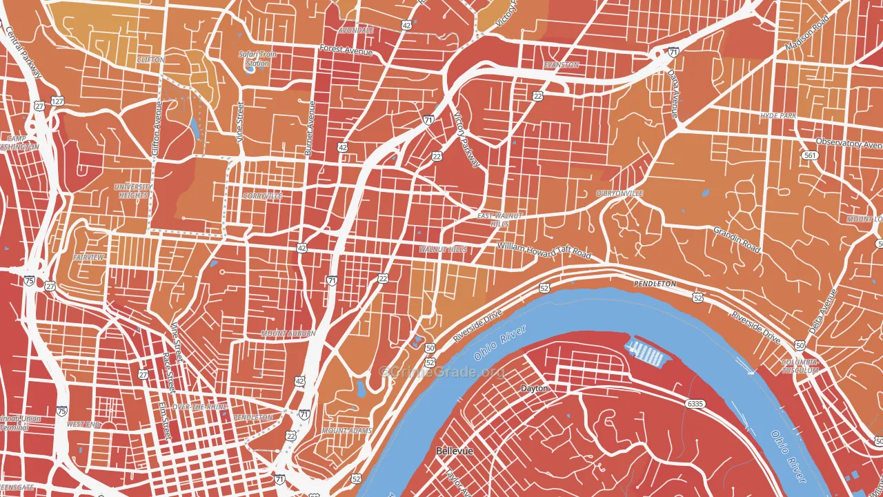 45206, OH Map of Drug-Related Crime Rates