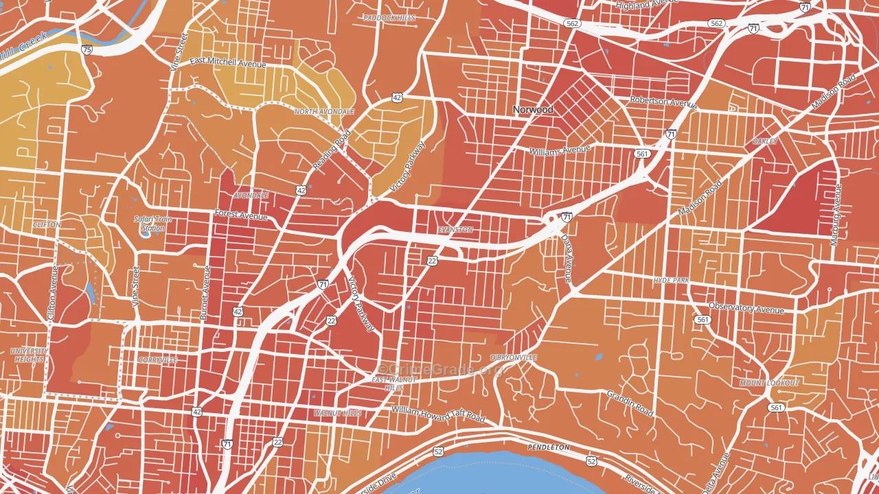 45207, OH Map of Drug-Related Crime Rates