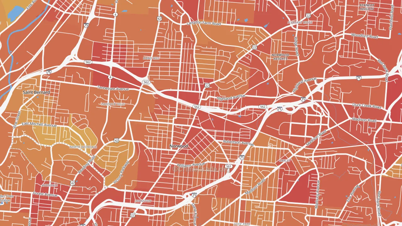 45212, OH Map of Drug-Related Crime Rates