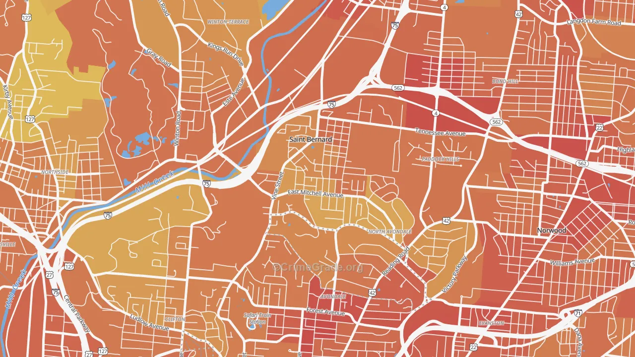45217, OH Map of Drug-Related Crime Rates