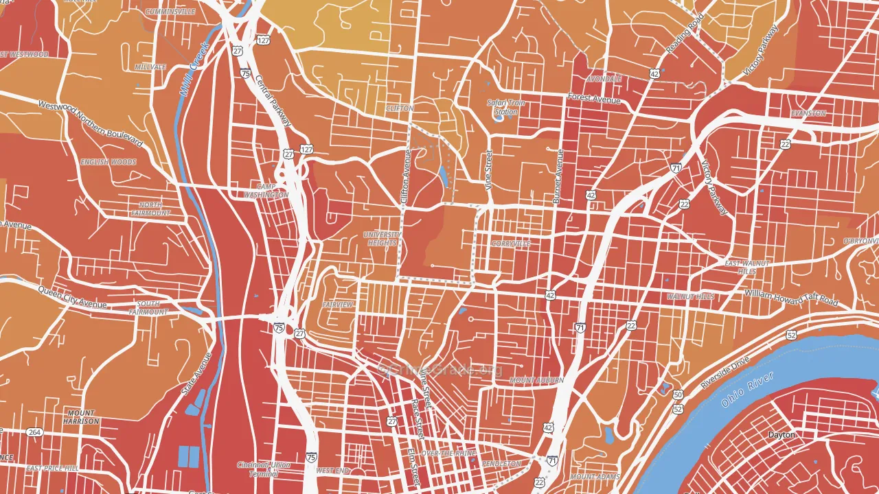 45221, OH Map of Drug-Related Crime Rates
