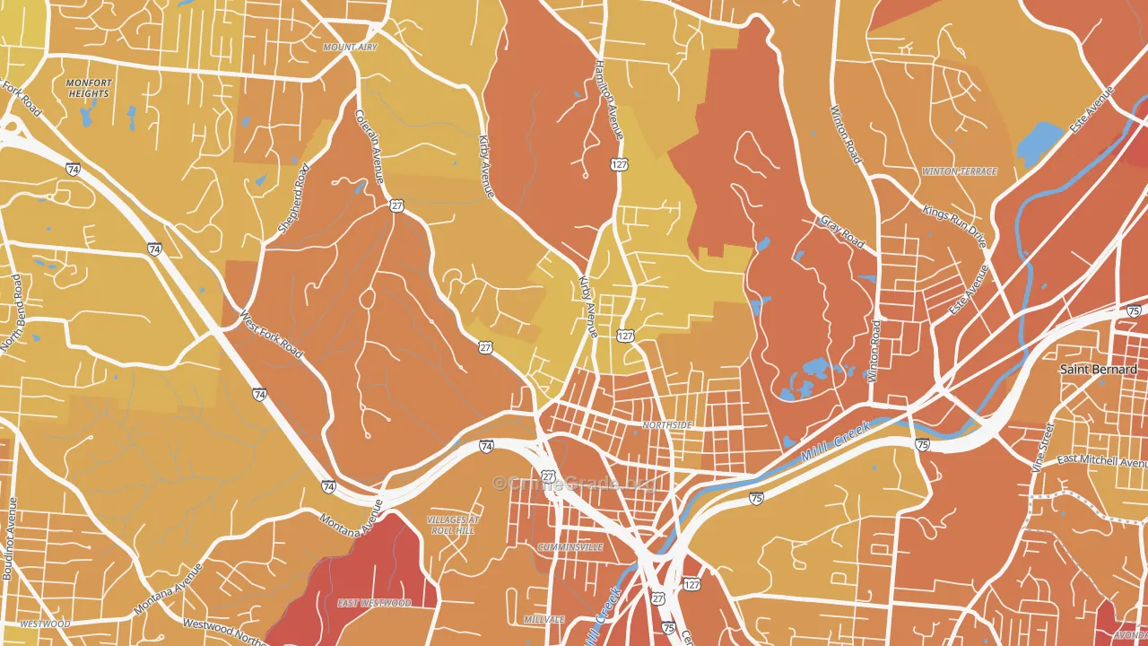 45223, OH Map of Drug-Related Crime Rates