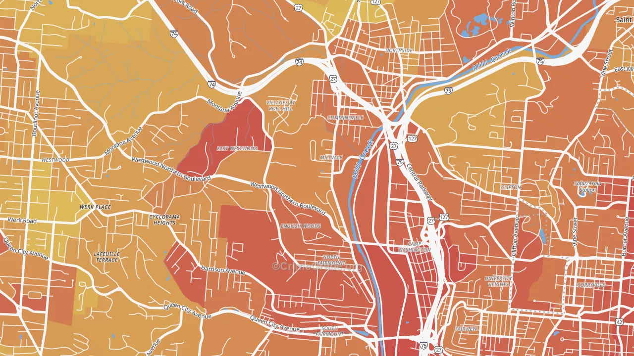 45225, OH Map of Drug-Related Crime Rates