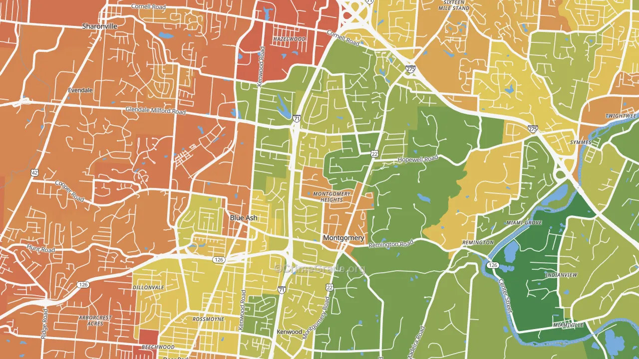 45242, OH Map of Drug-Related Crime Rates