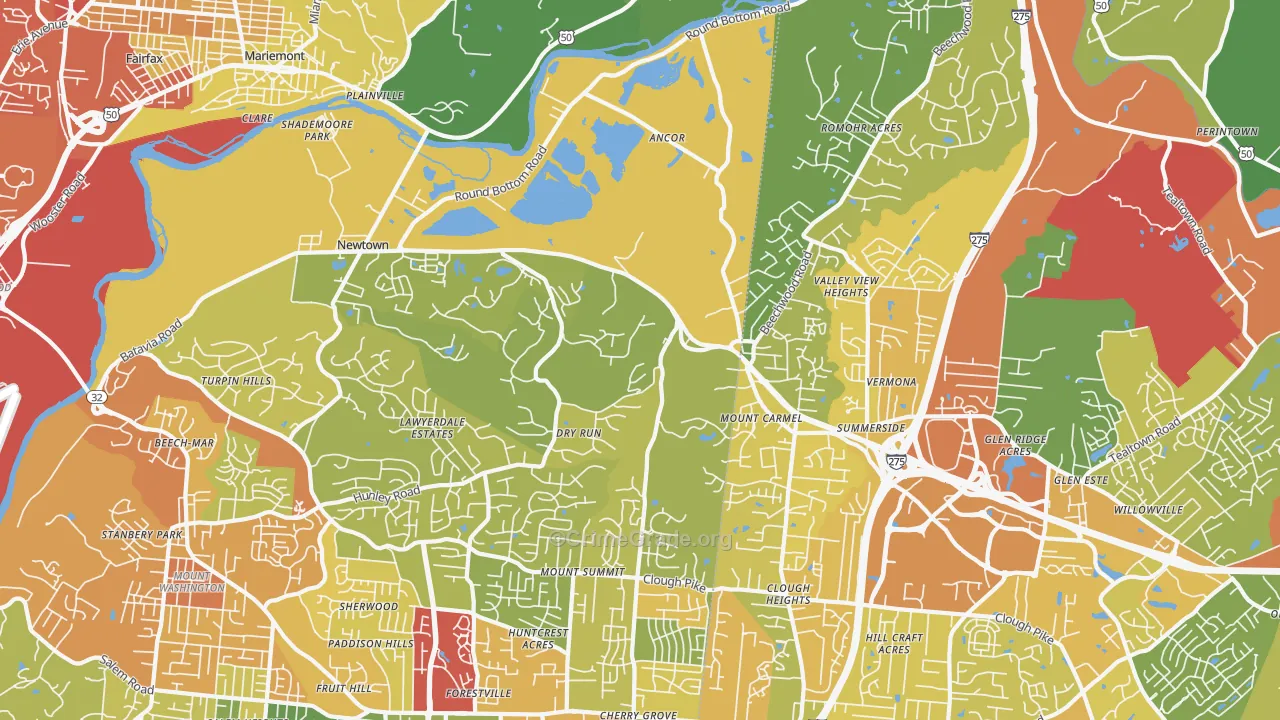 45244, OH Map of Drug-Related Crime Rates
